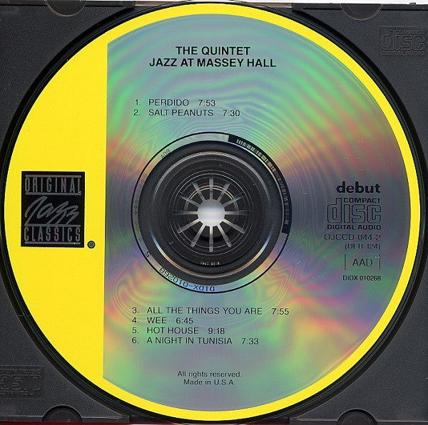The Quintet : Jazz At Massey Hall (CD, Album, RE)