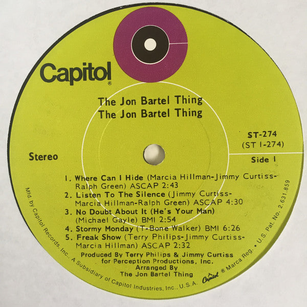 The Jon Bartel Thing : The Jon Bartel Thing (LP, Album, Los)