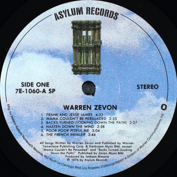 Warren Zevon : Warren Zevon (LP, Album, SP )