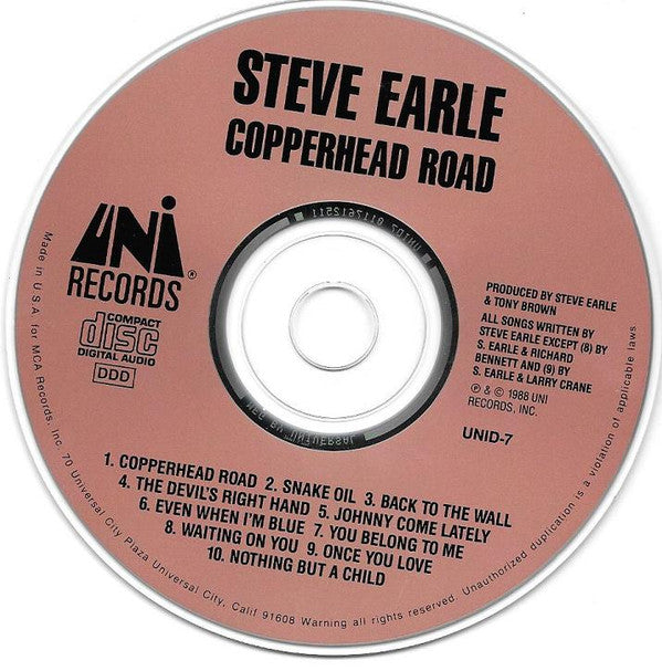Steve Earle : Copperhead Road (CD, Album, RE)