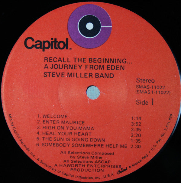 Steve Miller Band : Recall The Beginning...A Journey From Eden (LP, Album, Red)