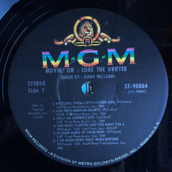 Hank Williams : Movin' On - Luke The Drifter (LP, Comp, Club, RE)