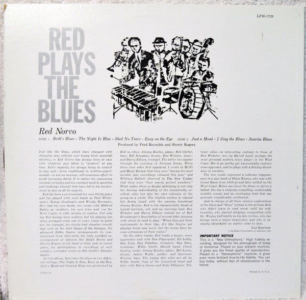 Red Norvo : Red Plays The Blues (LP, Album)