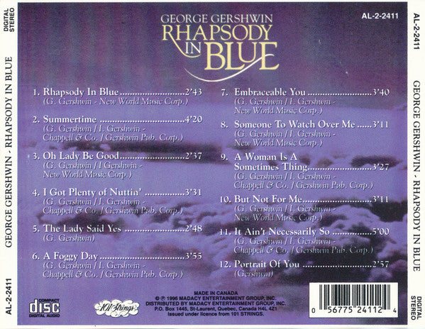 George Gershwin : 101 Strings Orchestra* : Rhapsody In Blue (CD, Album)