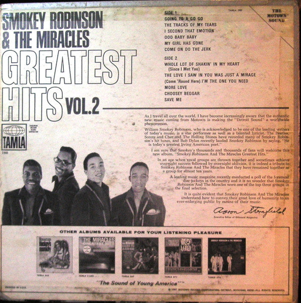 Smokey Robinson & The Miracles* : Greatest Hits Vol. 2 (LP, Comp)