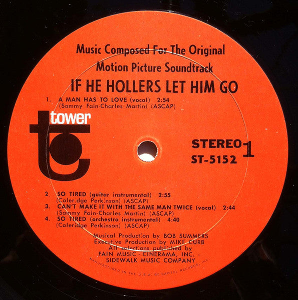 Various : If He Hollers, Let Him Go (Music Composed For The Original Motion Picture Soundtrack) (LP, Album)