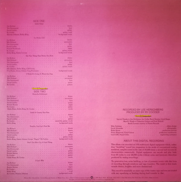 Ry Cooder : Bop Till You Drop (LP, Album, Win)