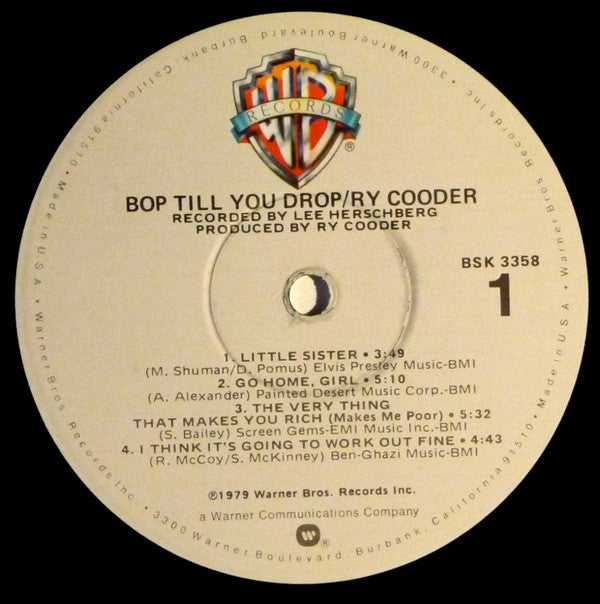 Ry Cooder : Bop Till You Drop (LP, Album, Win)