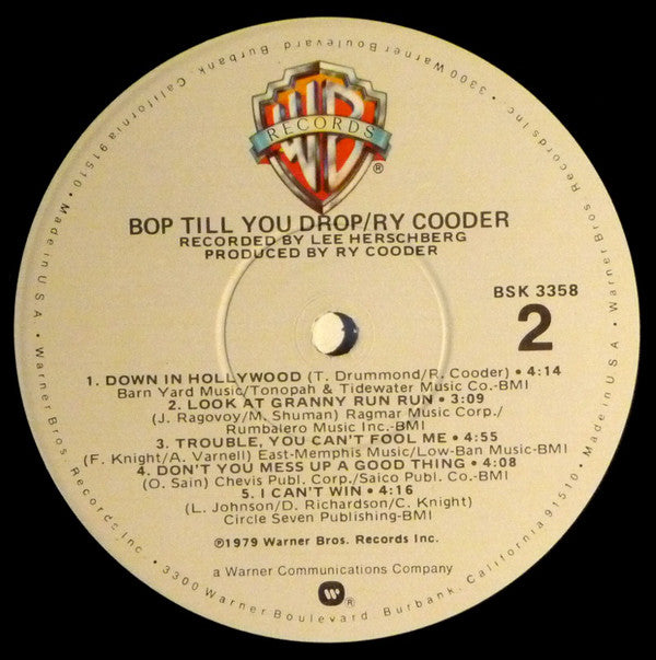 Ry Cooder : Bop Till You Drop (LP, Album, Win)