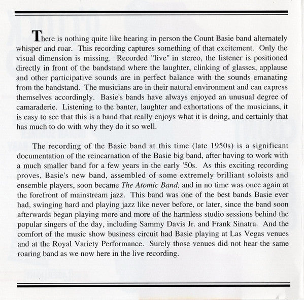 Count Basie : Count Basie And His Orchestra Live (CD, Album)