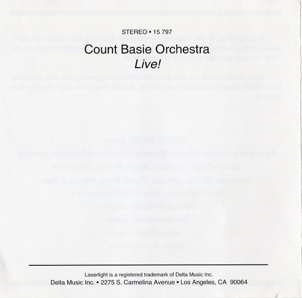 Count Basie : Count Basie And His Orchestra Live (CD, Album)