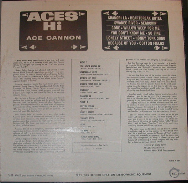 Ace Cannon : Aces Hi (LP, Album)