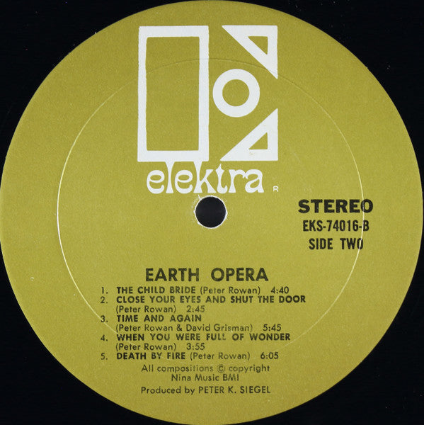 Earth Opera : Earth Opera (LP, Album, Mon)