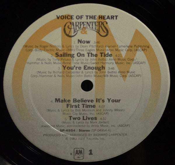 Carpenters : Voice Of The Heart (LP, Album, Club)