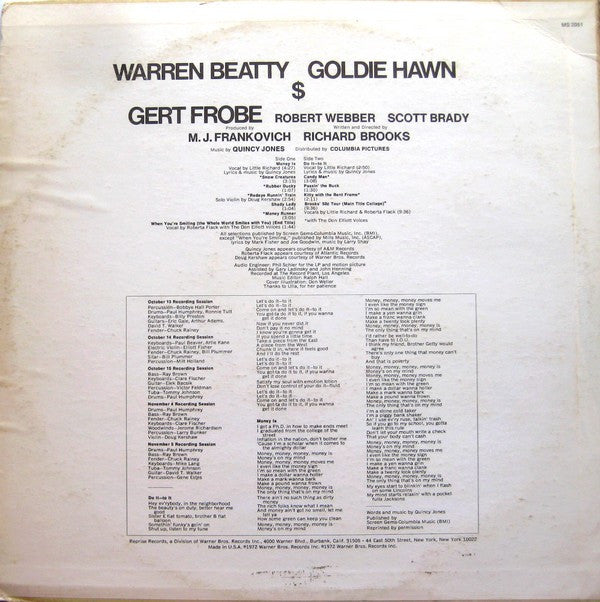 Quincy Jones : $ (Music From The Original Motion Picture Sound Track) (LP, Album)