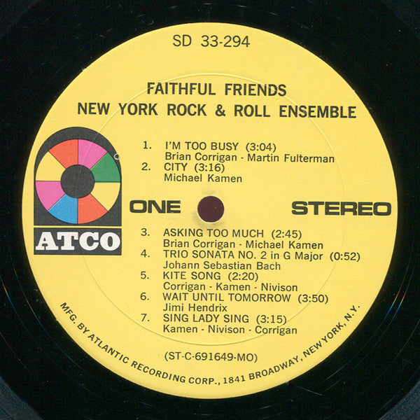 New York Rock & Roll Ensemble* : Faithful Friends (LP, Album, Mon)