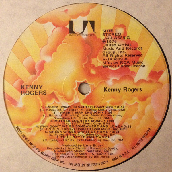 Kenny Rogers : Kenny Rogers (LP, Album, Club, RE, Ind)