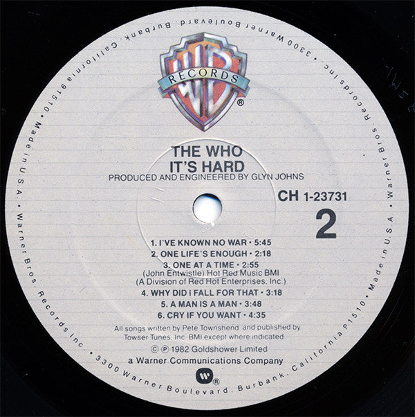 The Who : It's Hard (LP, Album, Club, Col)