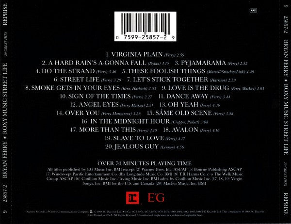 Bryan Ferry / Roxy Music : Street Life - 20 Great Hits  (CD, Comp, RE, RM)