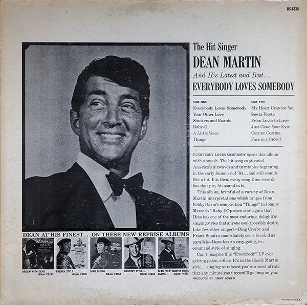 Dean Martin : Everybody Loves Somebody (LP, Album, Comp, Pit)