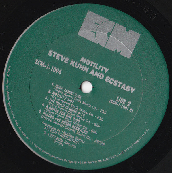 Steve Kuhn And Ecstasy : Motility (LP, Album, RE)