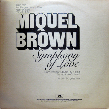 Miquel Brown : Symphony Of Love (12", Promo)