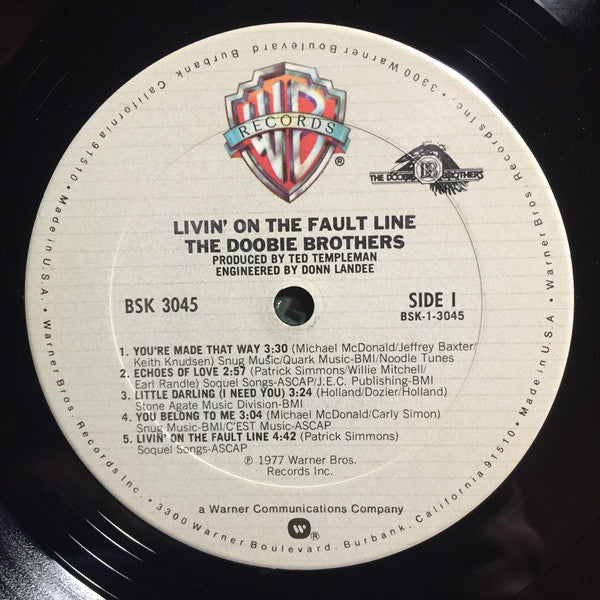 The Doobie Brothers : Livin' On The Fault Line (LP, Album, Club, RE)
