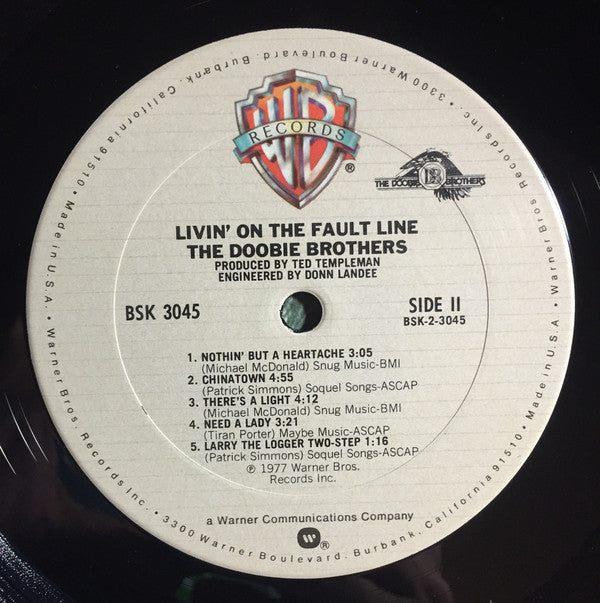 The Doobie Brothers : Livin' On The Fault Line (LP, Album, Club, RE)