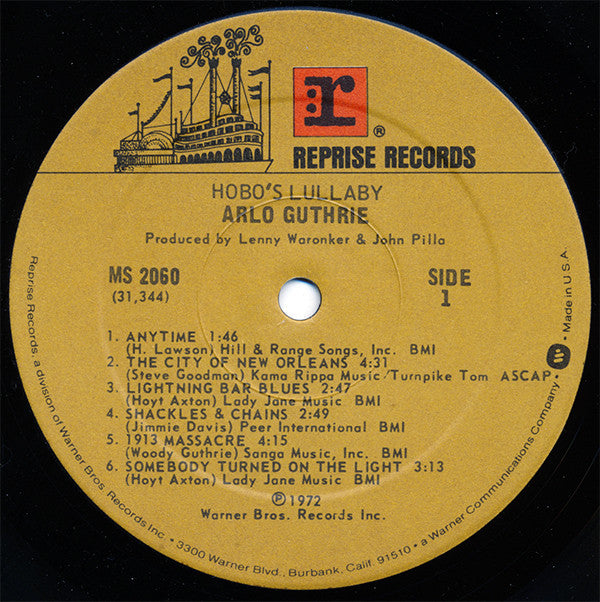 Arlo Guthrie : Hobo's Lullaby (LP, Album, RE, Win)