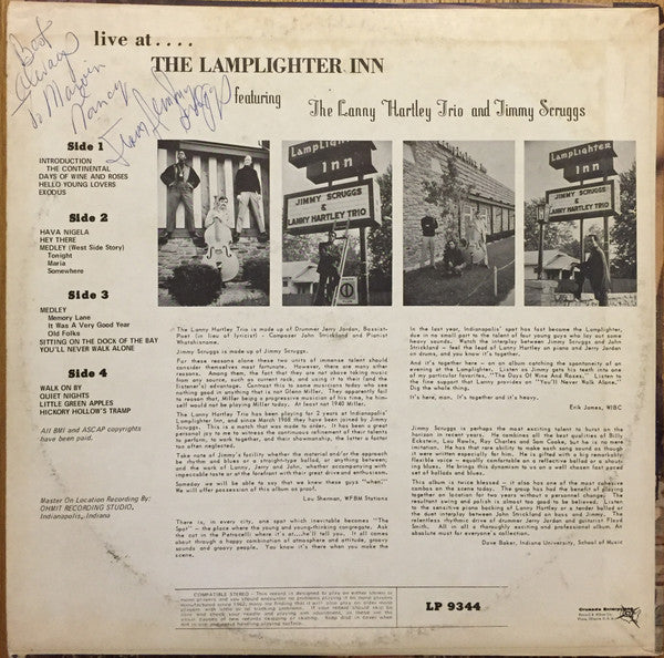 The Lanny Hartley Trio And Jimmy Scruggs : Live At….The Lamplighter Inn (2xLP)