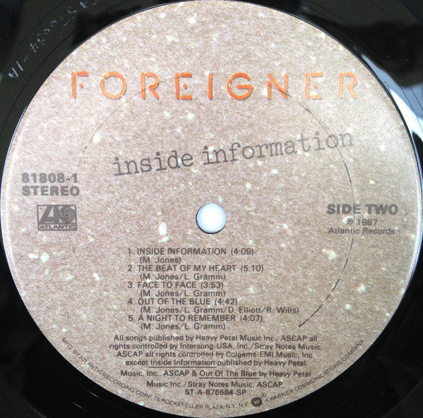 Foreigner : Inside Information (LP, Album, Club, Col)