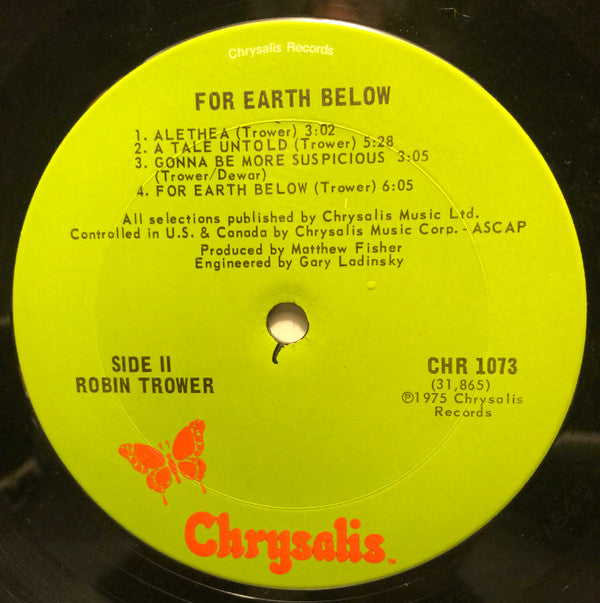 Robin Trower : For Earth Below (LP, Album, Ter)