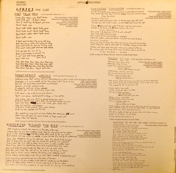 James Taylor (2) : James Taylor (LP, Album, Scr)