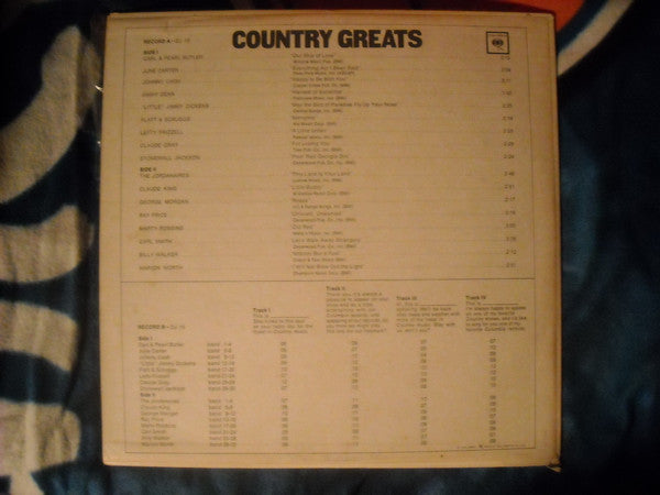 Various : Country Greats (LP, Album, Mono, Promo, Smplr)
