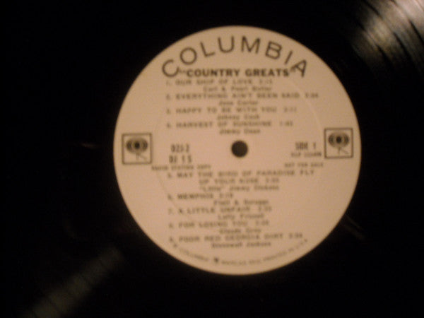 Various : Country Greats (LP, Album, Mono, Promo, Smplr)