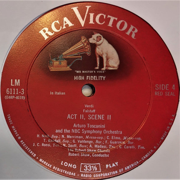 Verdi* : Arturo Toscanini And The NBC Symphony Orchestra* : Highlights From Falstaff (3xLP, Album, Mono, Hig + Box)