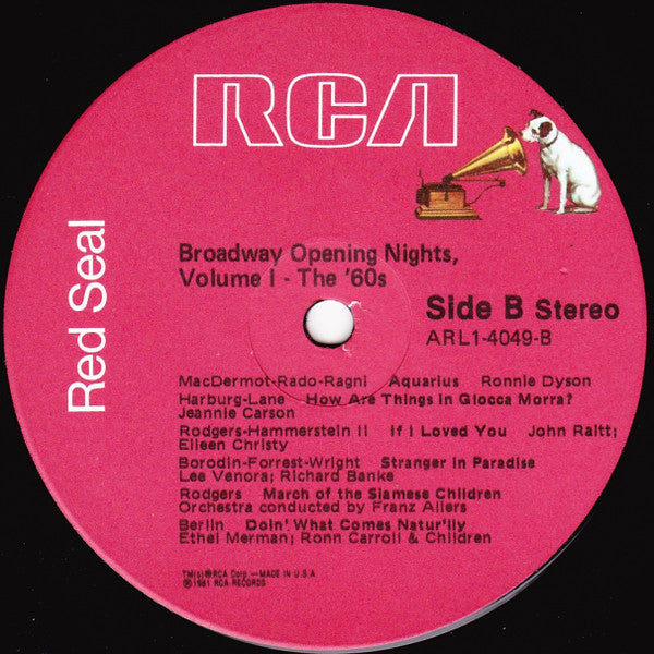 Various : Broadway Opening Nights - Vol. 1 (LP, Comp)