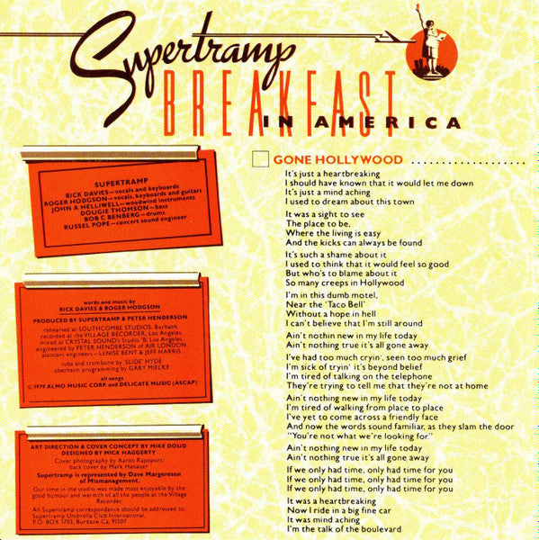 Supertramp : Breakfast In America (CD, Album, Club, RE, DDI)