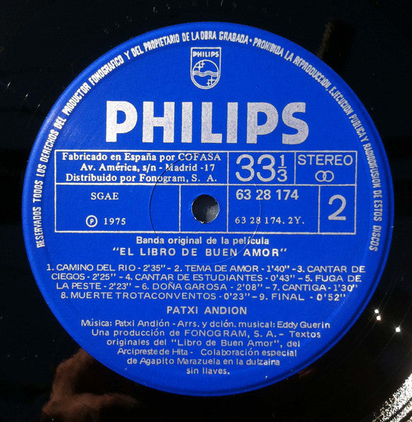 Patxi Andión : Banda Sonora Original De La Pelicula El Libro Del Buen Amor  (LP, Album)