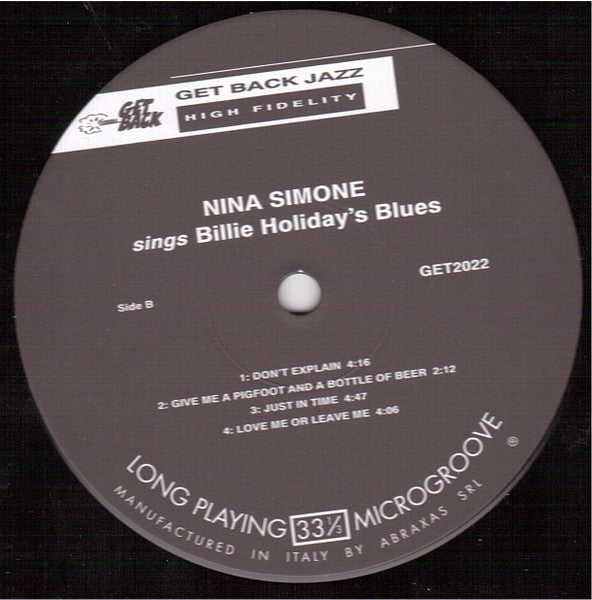 Nina Simone : Sings Billie Holiday's Blues (LP, Album, RE, 180)