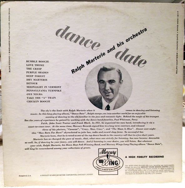 Ralph Marterie And His Orchestra : Dance Date (LP, Album, Mono, RE)