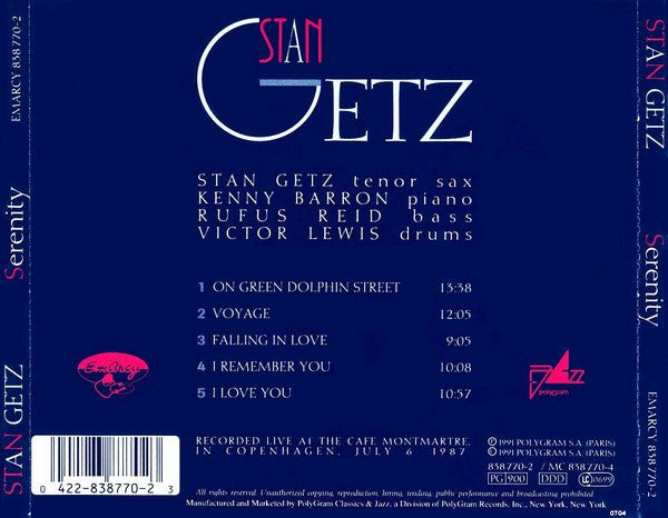 Stan Getz : Serenity (CD, Album, RE)