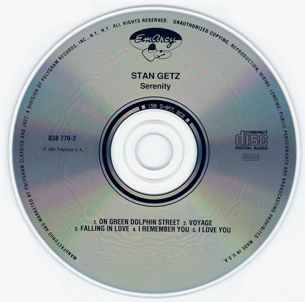 Stan Getz : Serenity (CD, Album, RE)