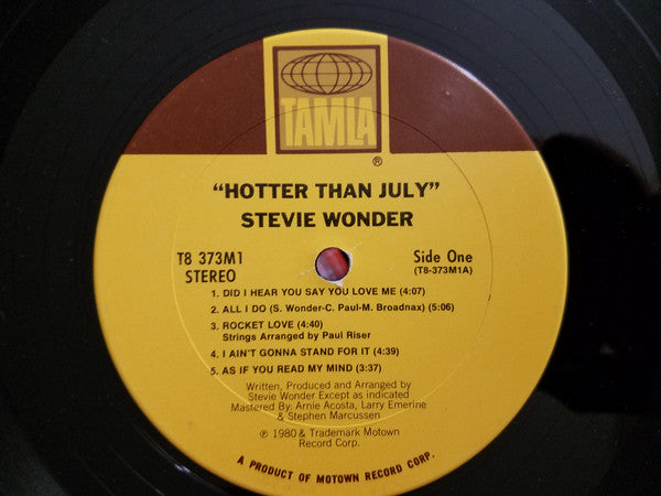 Stevie Wonder : Hotter Than July (LP, Album, Gat)