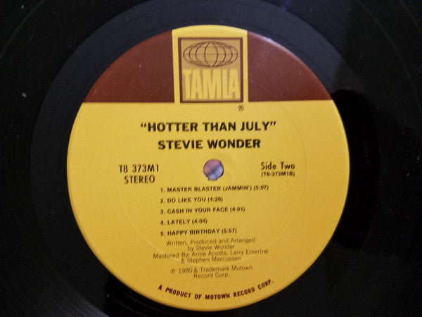 Stevie Wonder : Hotter Than July (LP, Album, Gat)
