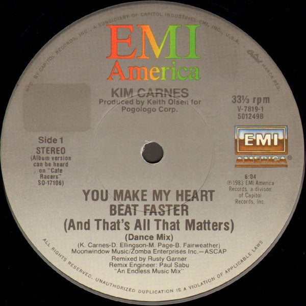 Kim Carnes : You Make My Heart Beat Faster (And That's All That Matters) (12", Single)