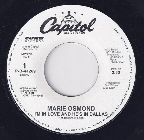 Marie Osmond : I'm In Love And He's In Dallas (7", Promo, Spe)