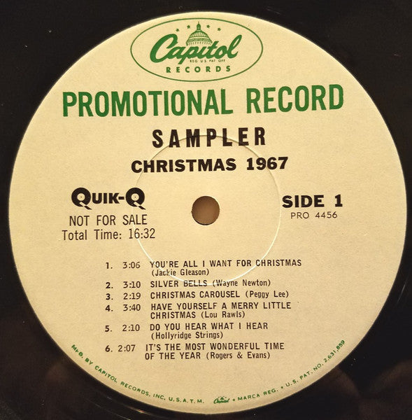 Various : The Capitol Disc Jockey Album For Christmas December 1967 (LP, Album, Promo, Smplr, Transcription)