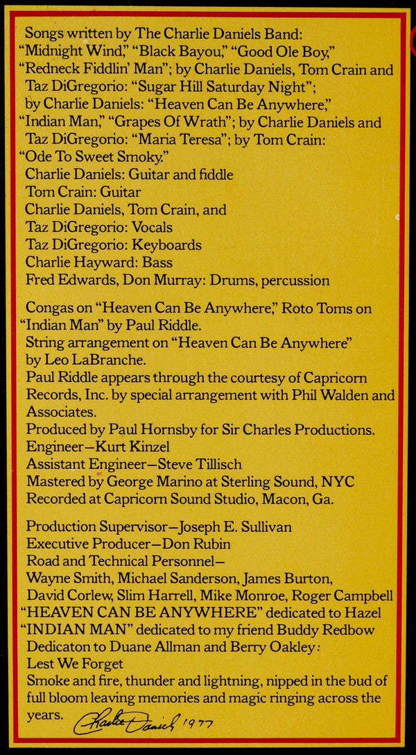 The Charlie Daniels Band : Midnight Wind (LP, Album, Ter)
