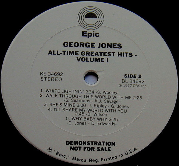 George Jones (2) : All-Time Greatest Hits Volume I (LP, Album, Promo)